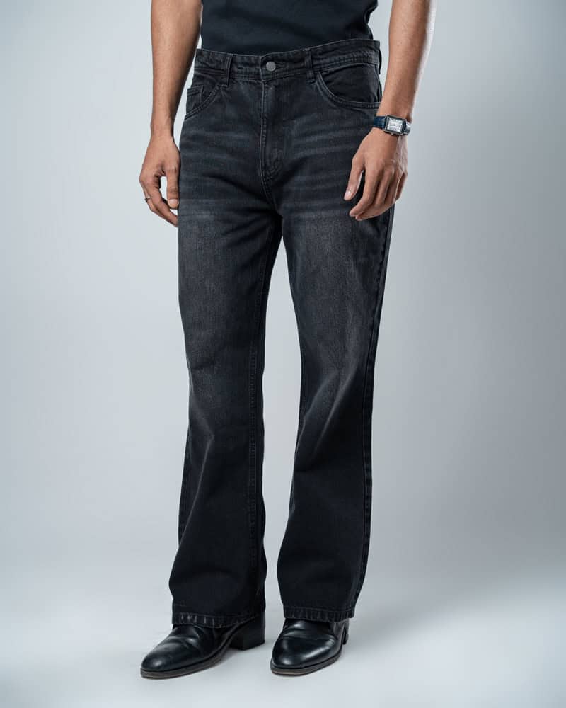 Unisex Bootcut Jeans in Black - Image 12