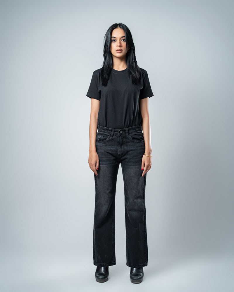 Unisex Bootcut Jeans in Black - Image 4
