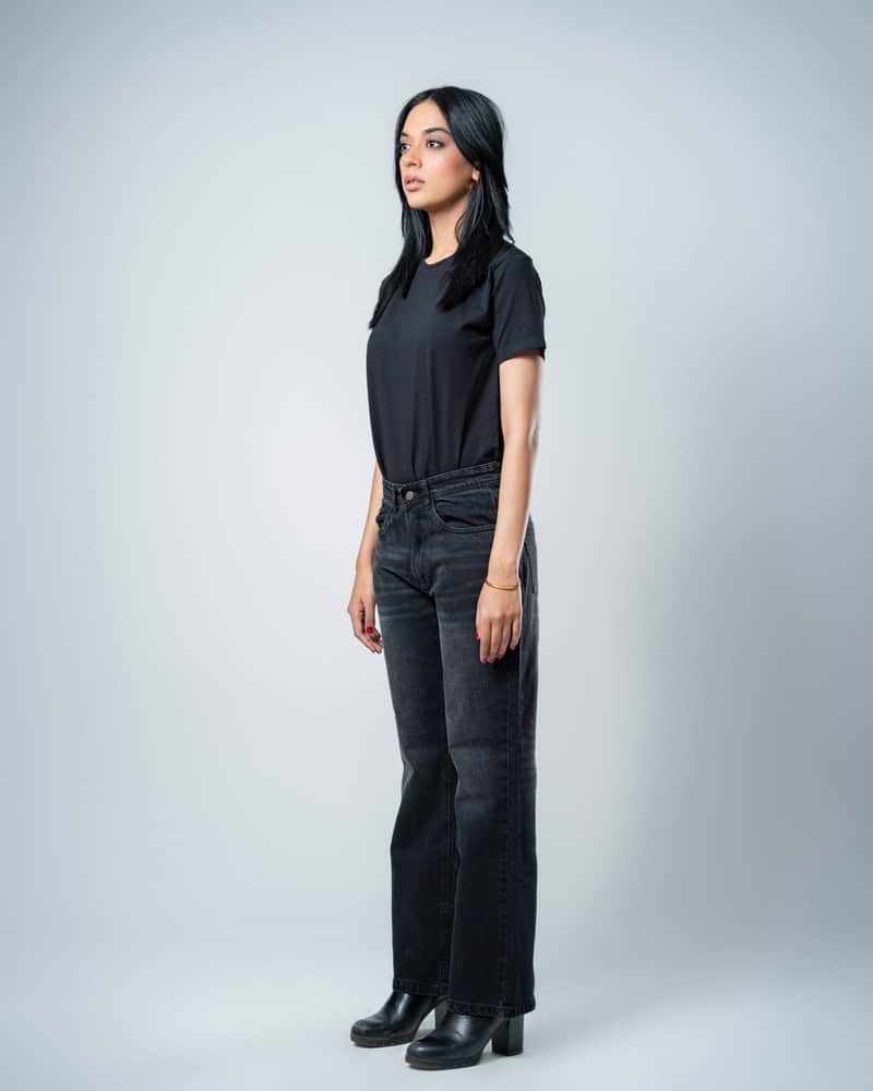 Unisex Bootcut Jeans in Black - Image 6