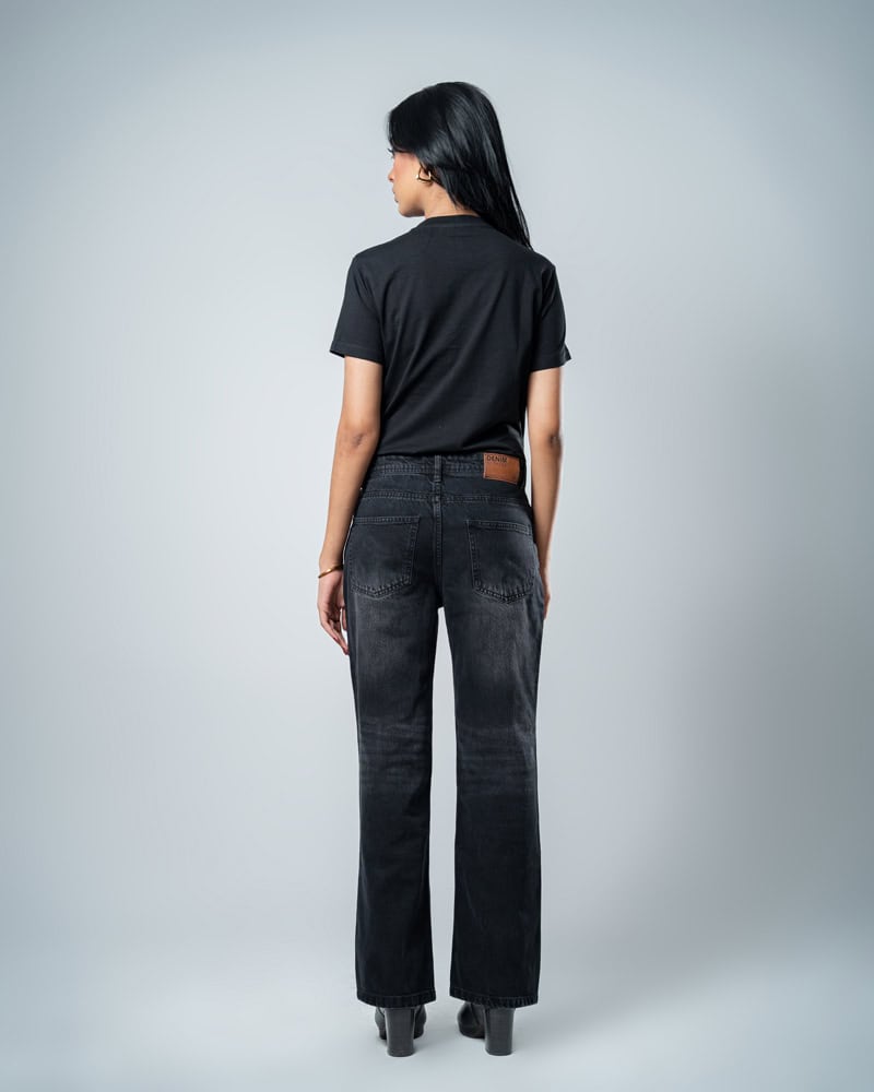 Unisex Bootcut Jeans in Black - Image 8