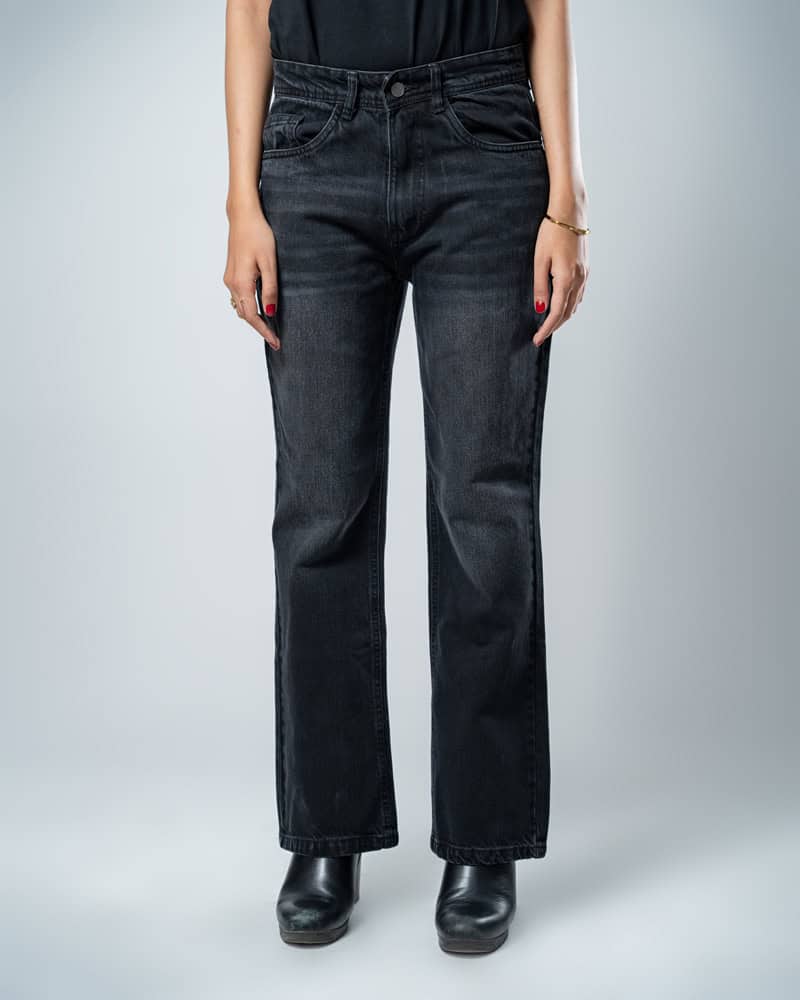 Unisex Bootcut Jeans in Black - Image 15