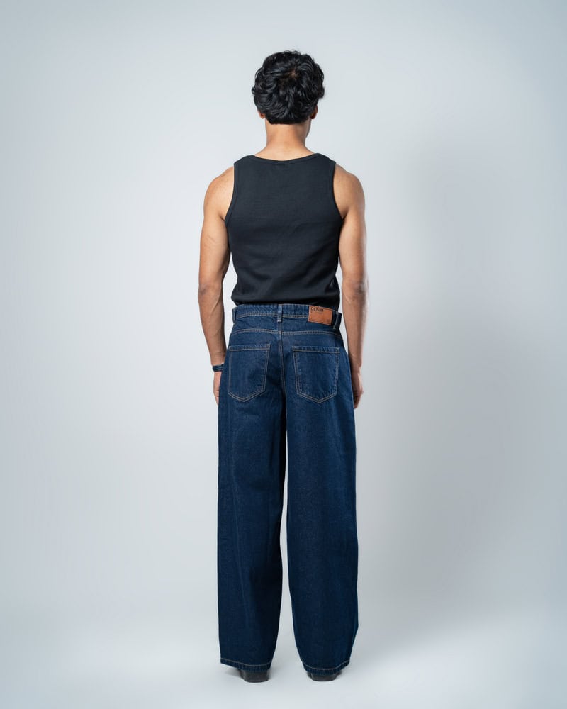 Unisex Baggy Jeans in Navy - Image 7