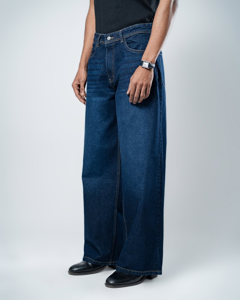 Unisex Baggy Jeans in Navy - Image 12