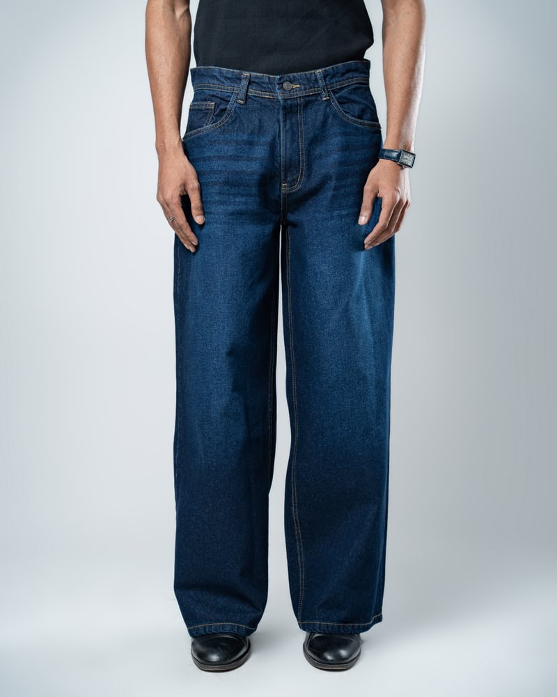 Unisex Baggy Jeans in Navy - Image 11