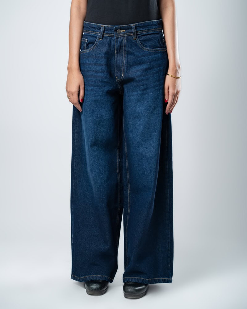 Unisex Baggy Jeans in Navy - Image 15