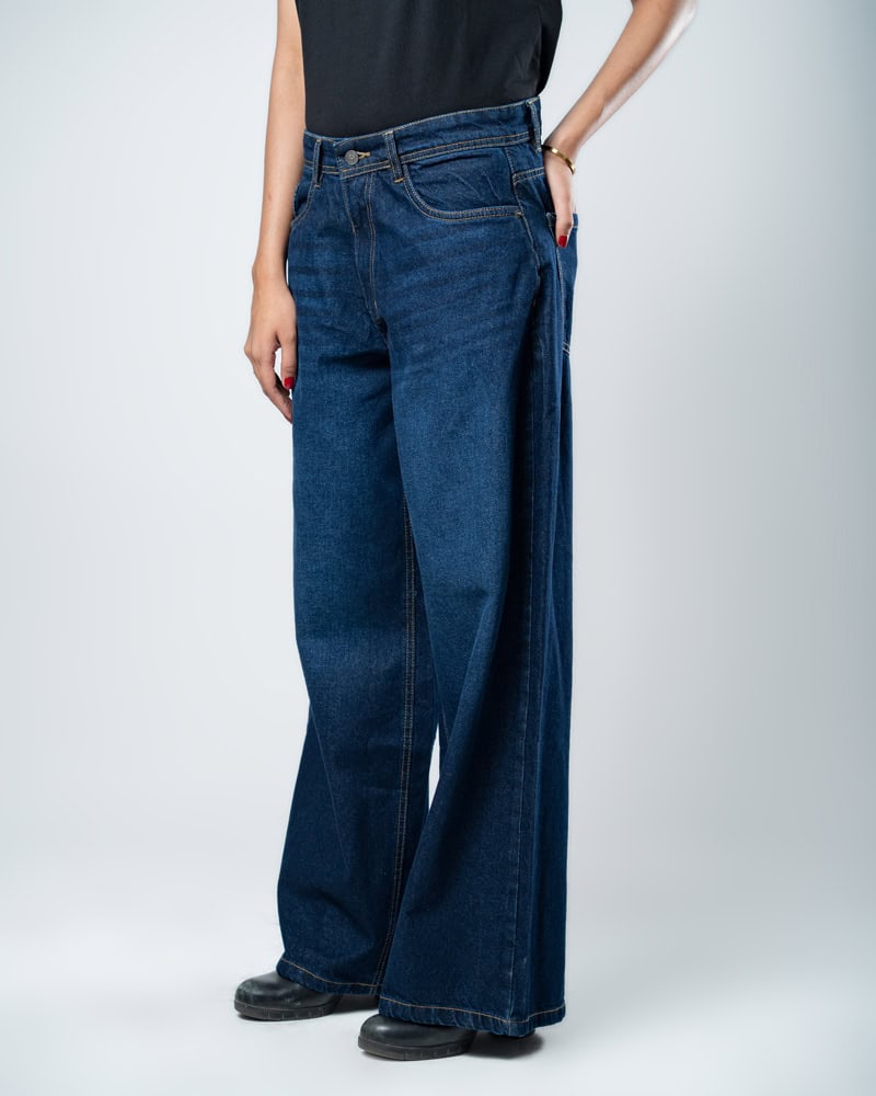 Unisex Baggy Jeans in Navy - Image 16