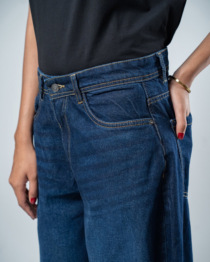 Unisex Baggy Jeans in Navy - Image 18