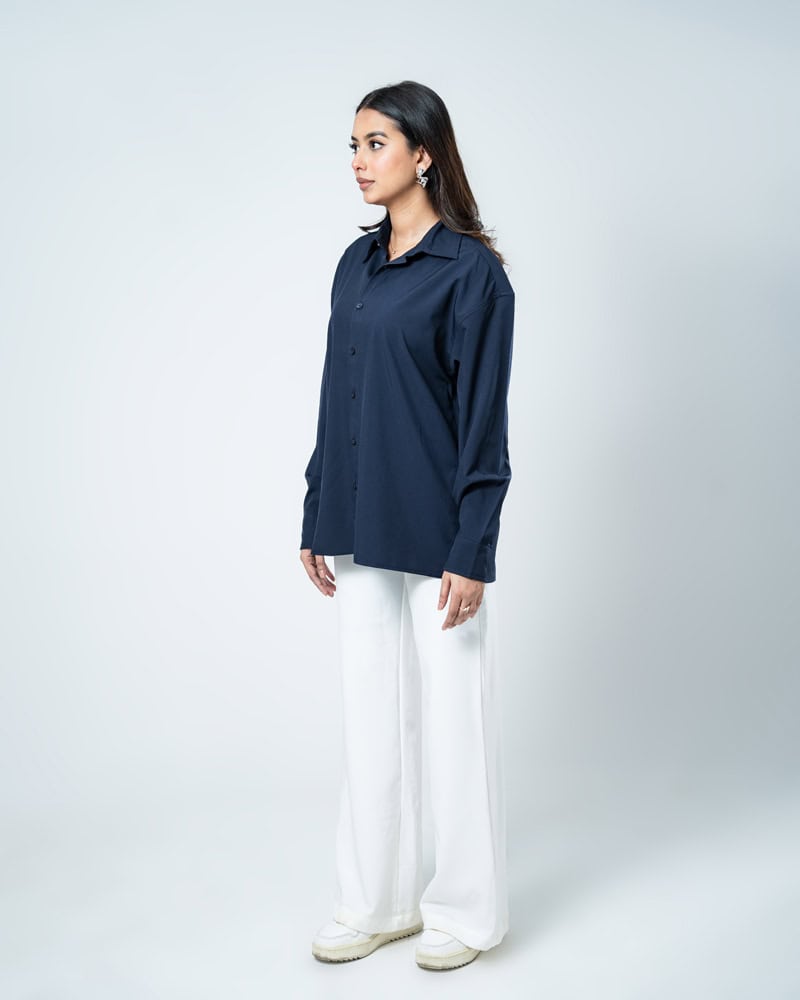 Oversized Flow Shirt in Midnight Blue - Image 6