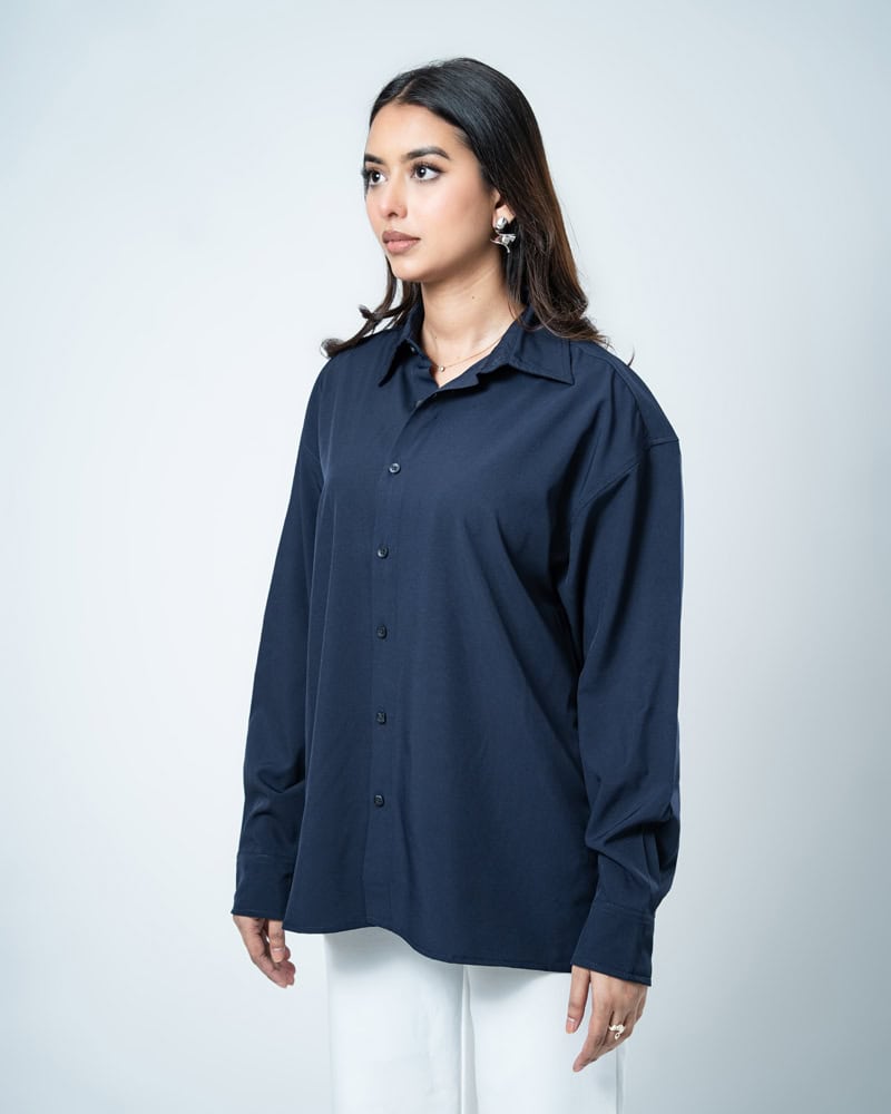 Oversized Flow Shirt in Midnight Blue - Image 10