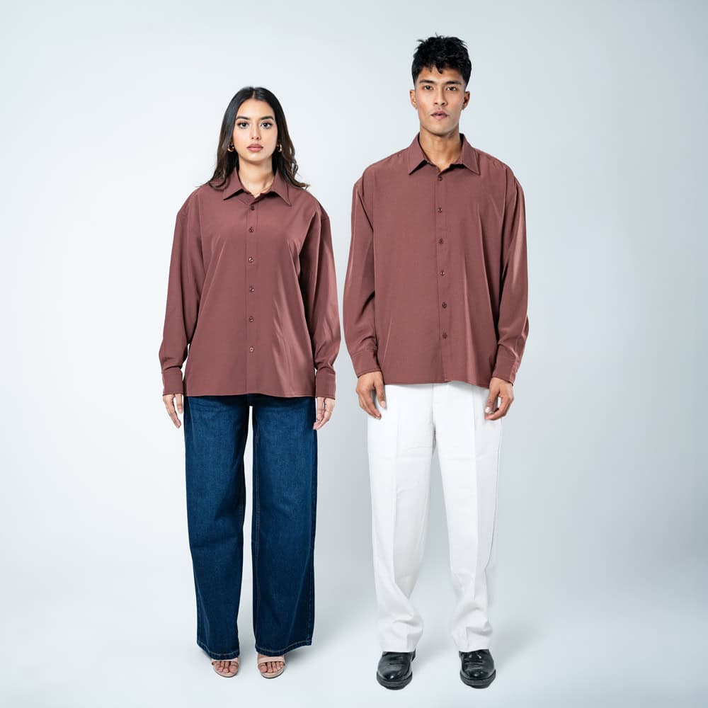Oversized Flow Shirt in Brown - Image 2
