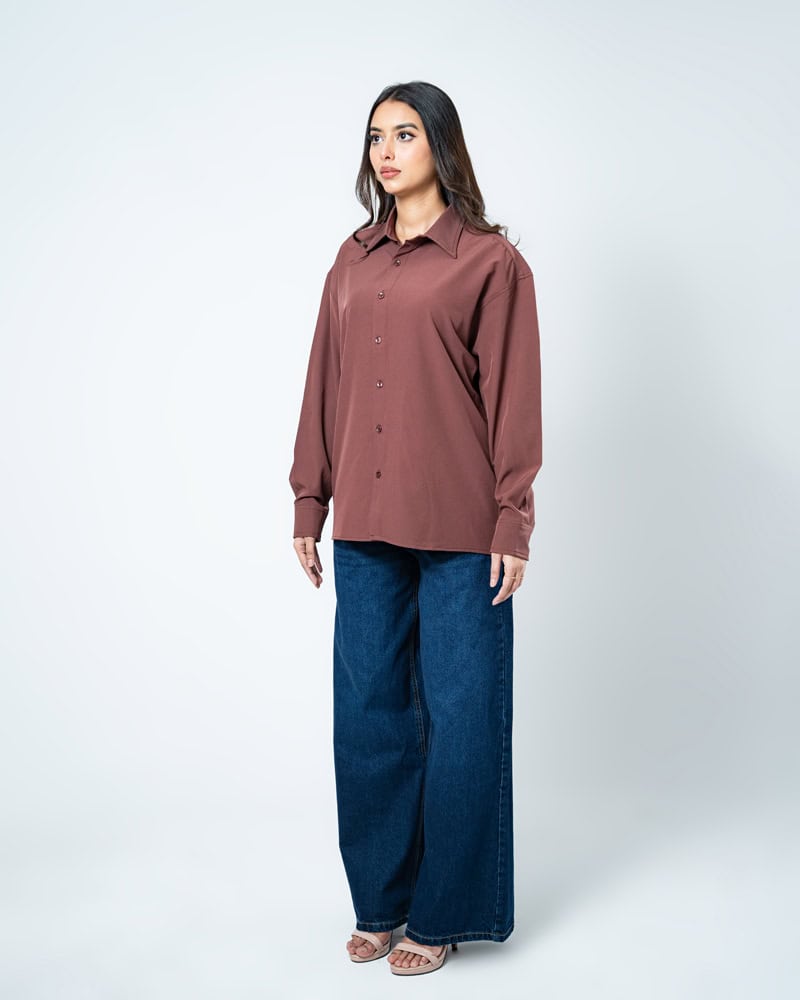 Oversized Flow Shirt in Brown - Image 6