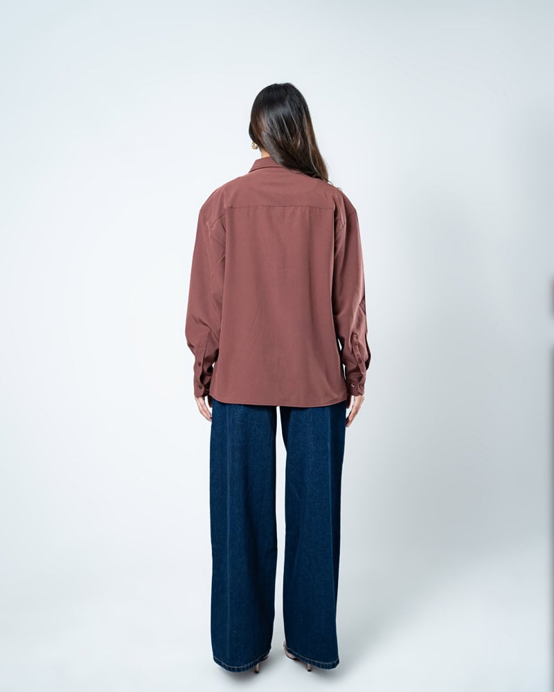 Oversized Flow Shirt in Brown - Image 8