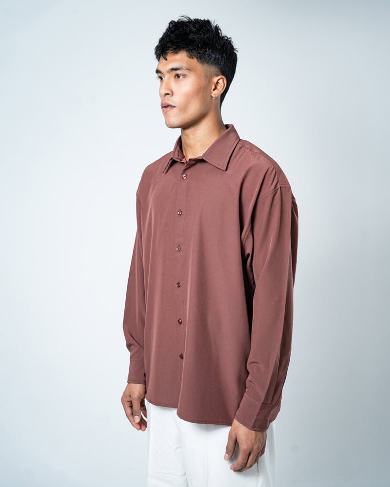 Oversized Flow Shirt in Brown - Image 9