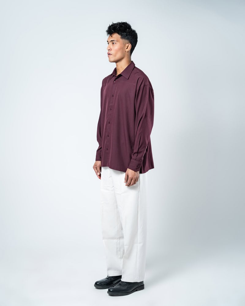 Oversized Flow Shirt in Deep Maroon - Image 5