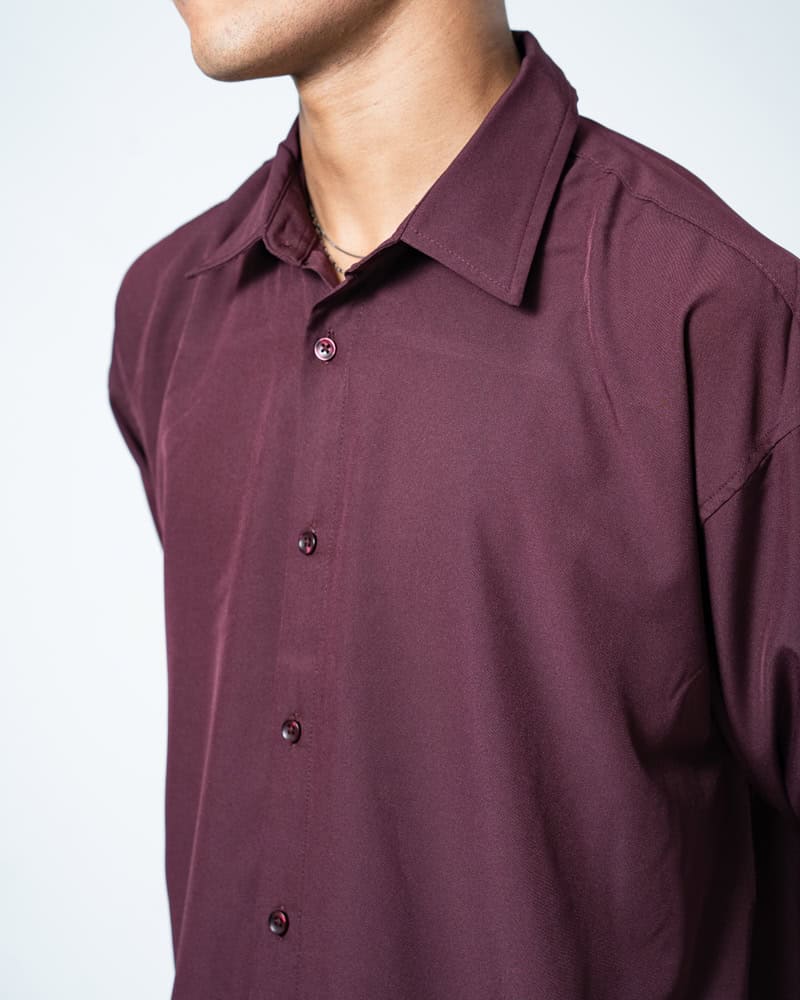 Oversized Flow Shirt in Deep Maroon - Image 11