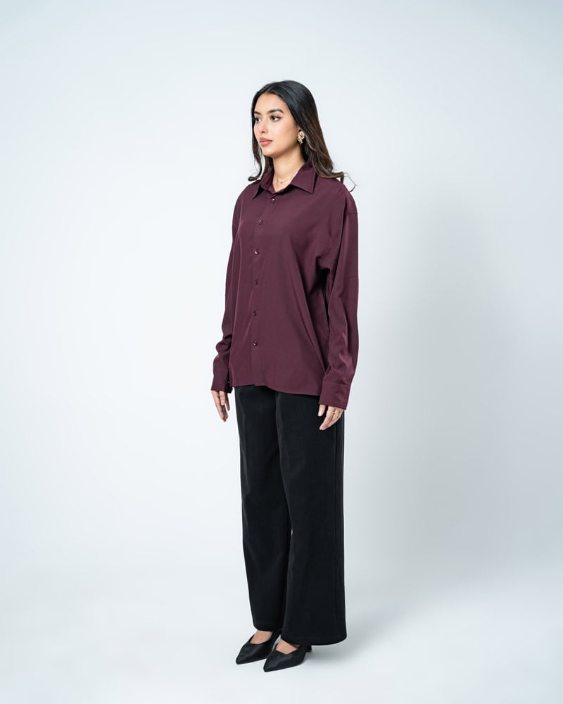 Oversized Flow Shirt in Deep Maroon - Image 6