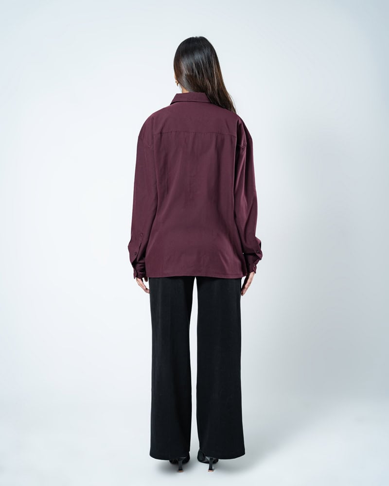 Oversized Flow Shirt in Deep Maroon - Image 8