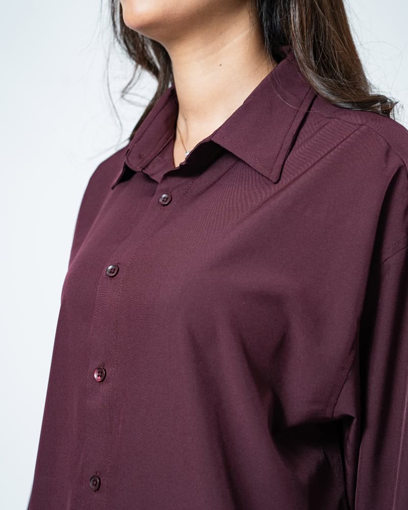 Oversized Flow Shirt in Deep Maroon - Image 12