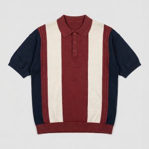 Unisex Multicolor Half-Sleeve Knitted Polo