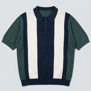 Unisex Multicolor Half-Sleeve Knitted Polo