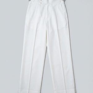Men’s White Pleated Relaxed Gurkha Pants