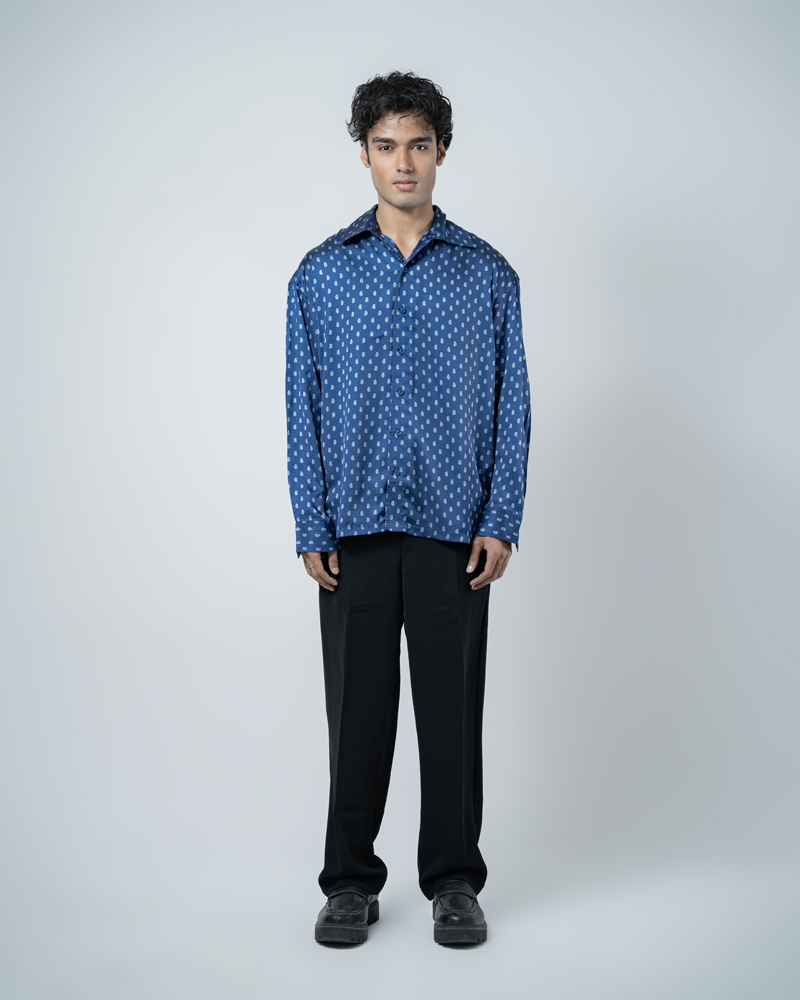 Unisex Printed Party Shirt in Blue - Image 3