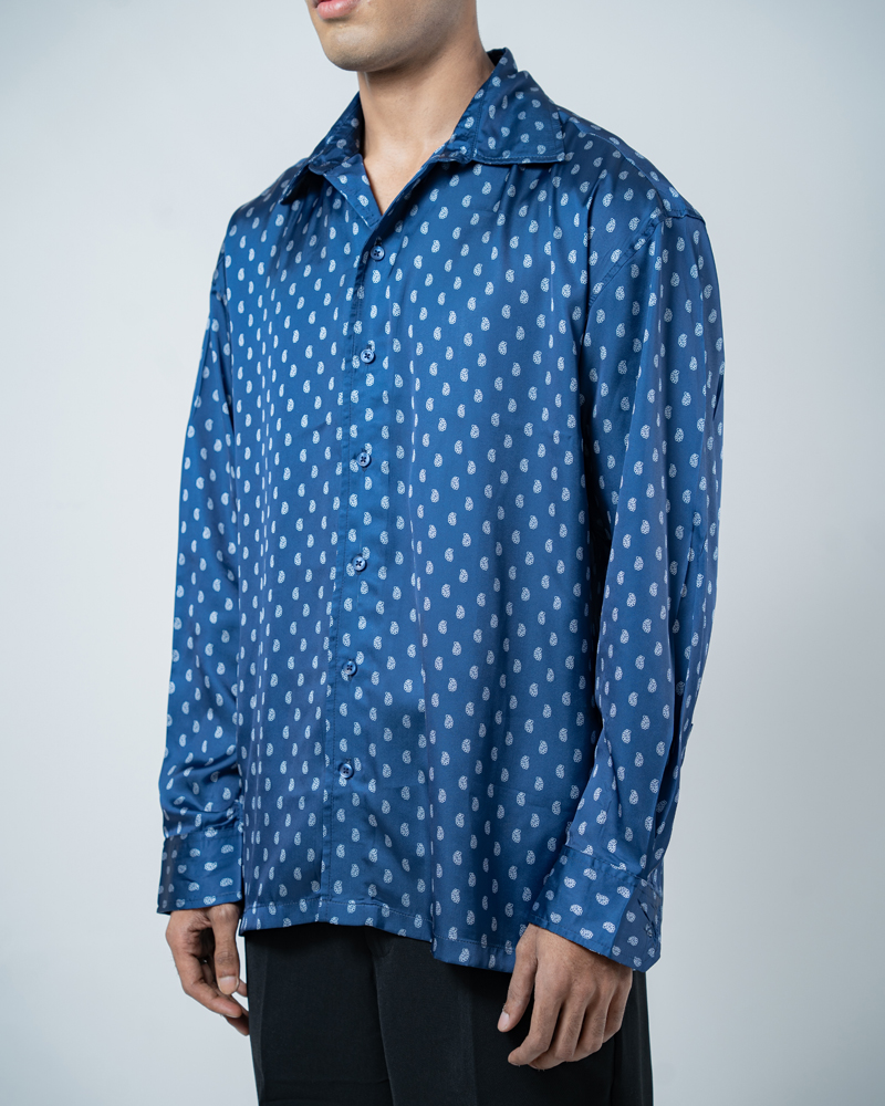 Unisex Printed Party Shirt in Blue - Image 9