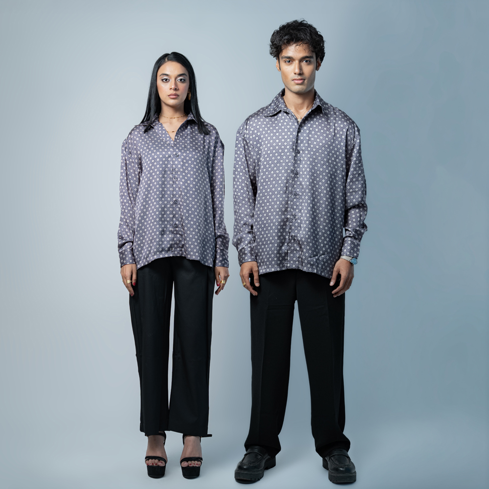 Unisex Printed Party Shirt in Ash - Image 2