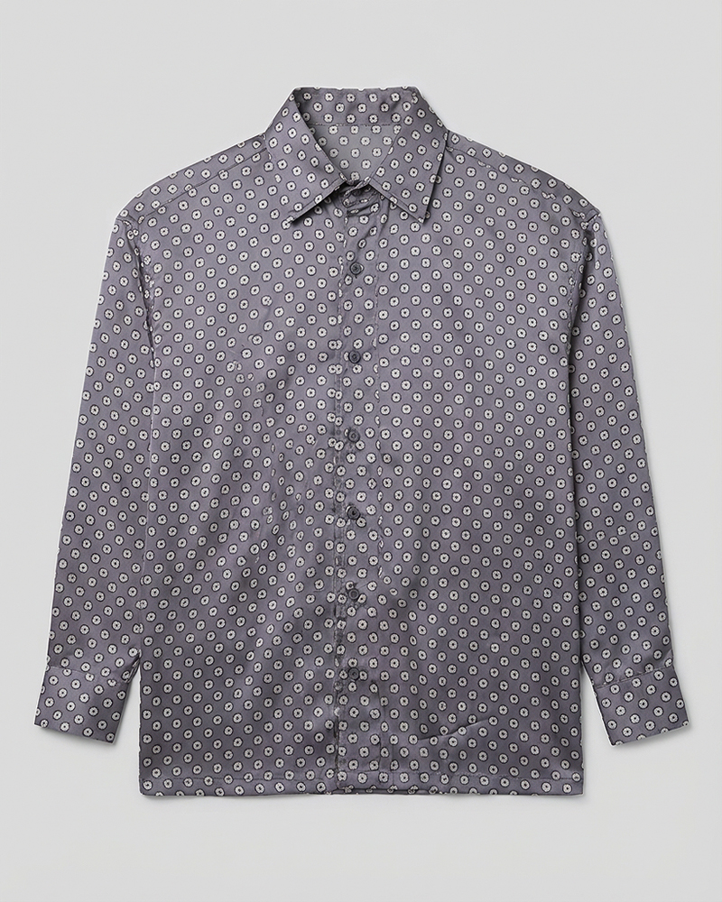 Unisex Printed Party Shirt in Ash