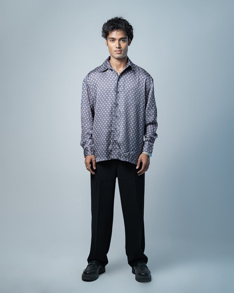 Unisex Printed Party Shirt in Ash - Image 3