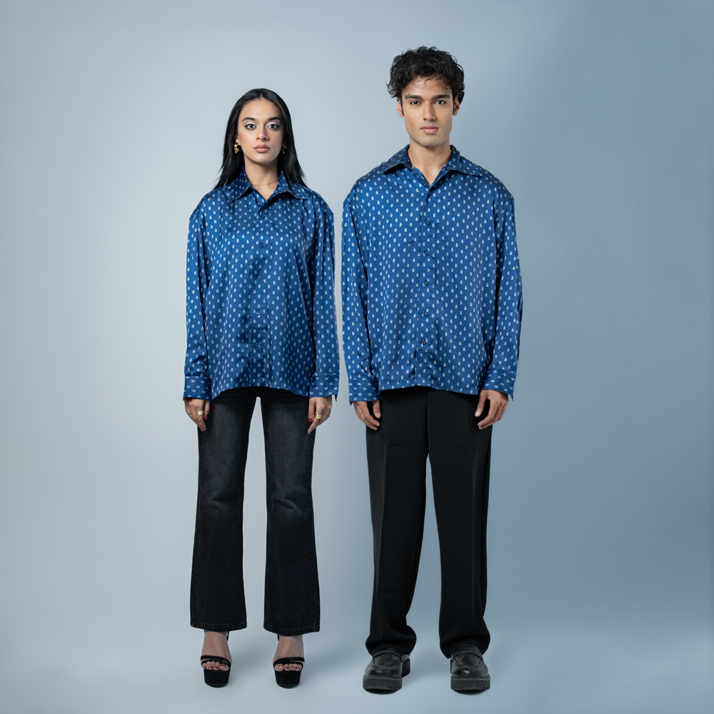 Unisex Printed Party Shirt in Blue - Image 2