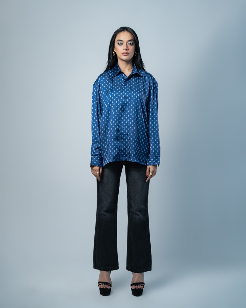 Unisex Printed Party Shirt in Blue - Image 4