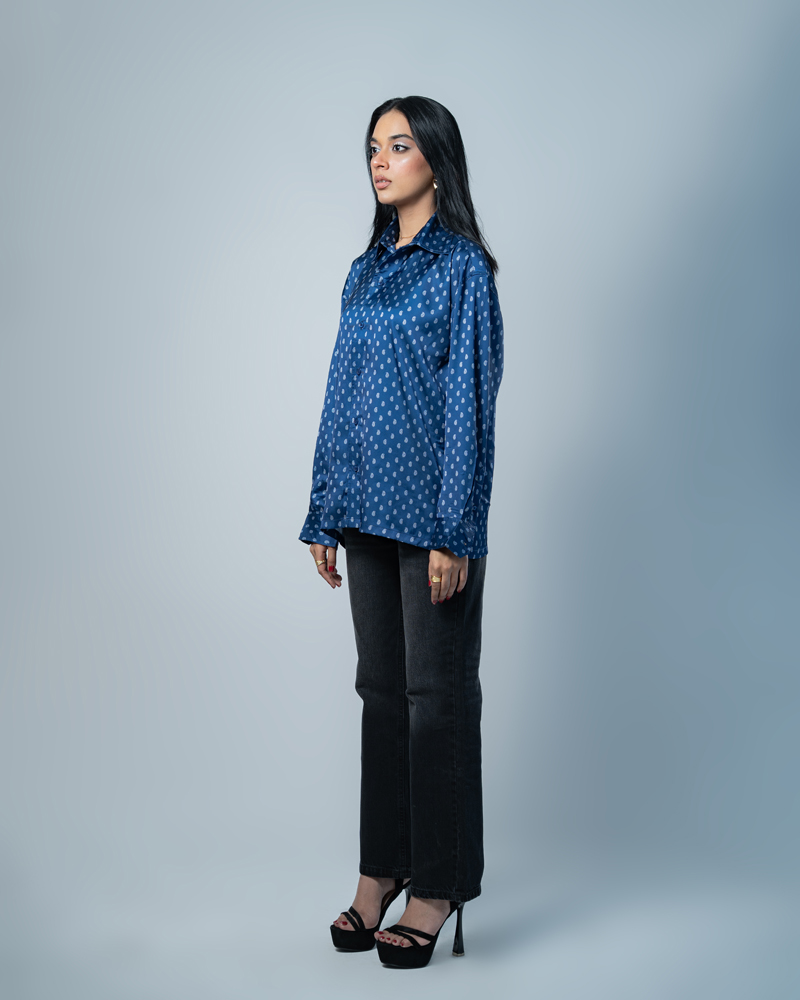 Unisex Printed Party Shirt in Blue - Image 6