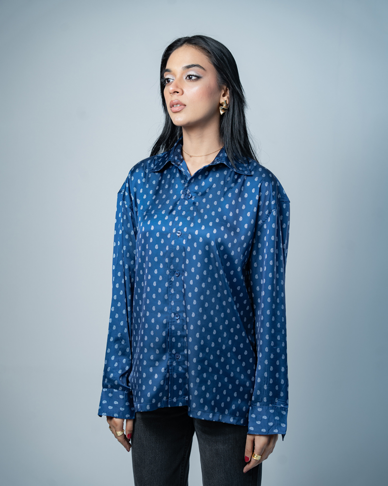 Unisex Printed Party Shirt in Blue - Image 11