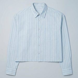 Unisex Oversized Cropped Shirt in White & Sky Blue