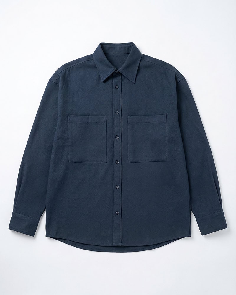 Unisex Long Sleeve Oversized Shirt in Navy