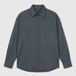 Unisex Long Sleeve Oversized Shirt in Grey