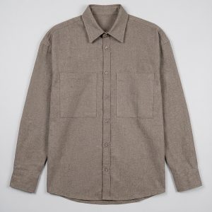 Unisex Long Sleeve Oversized Shirt in Brown