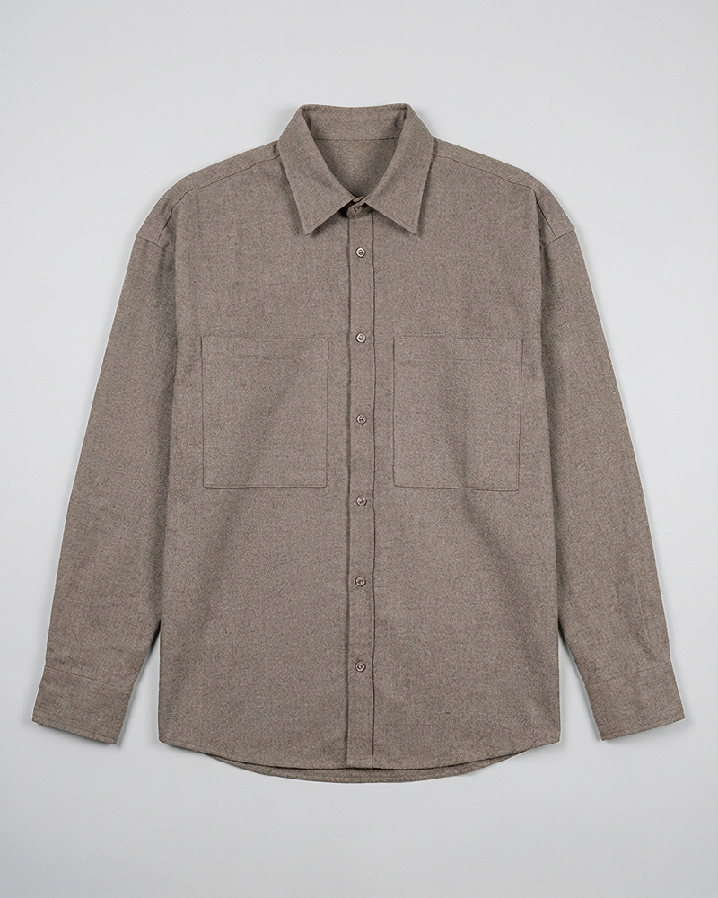 Unisex Long Sleeve Oversized Shirt in Brown