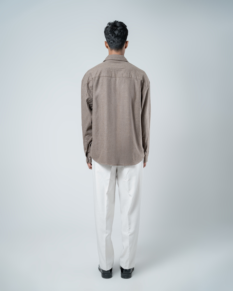 Unisex Long Sleeve Oversized Shirt in Brown - Image 7