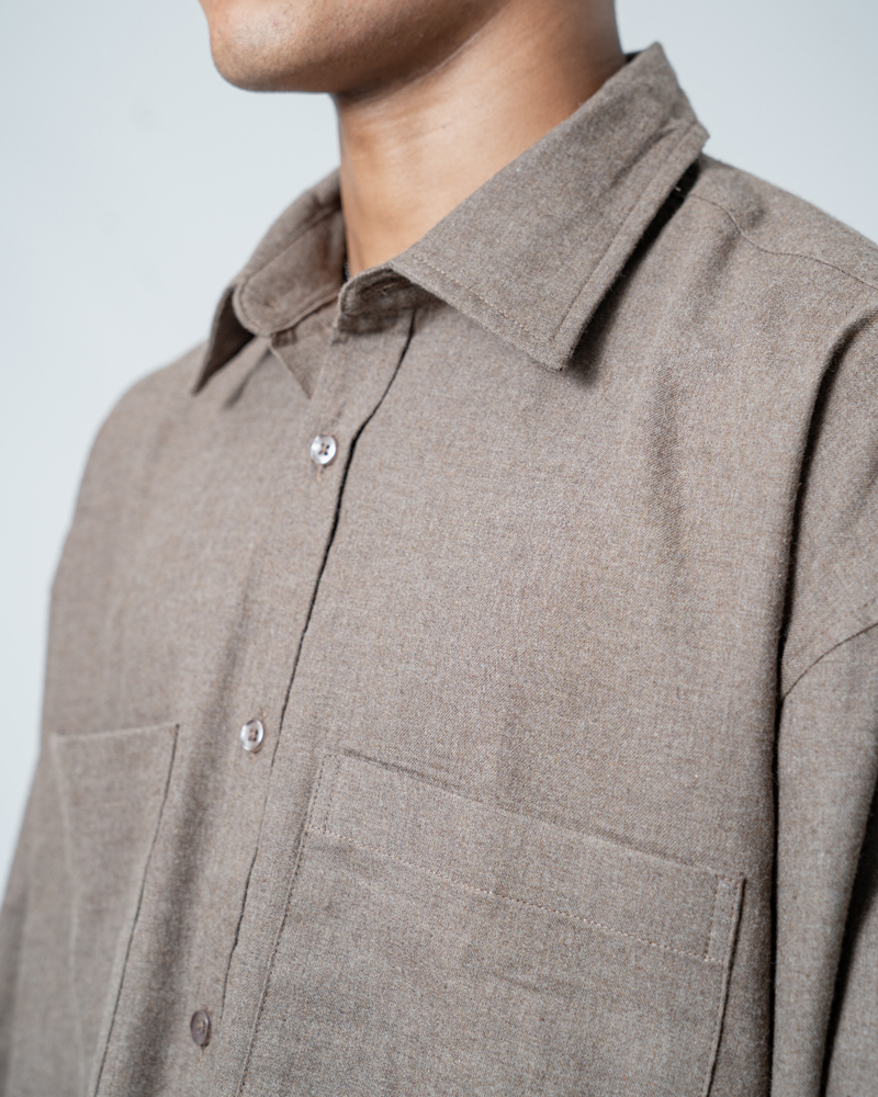 Unisex Long Sleeve Oversized Shirt in Brown - Image 10