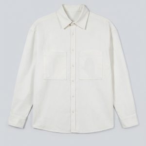 Unisex Long Sleeve Oversized Shirt in Off White