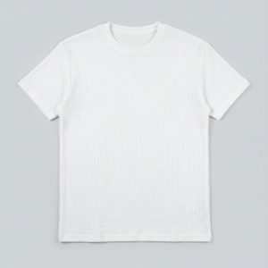 Premium Soft Textured Crewneck T-shirt in White with Thick Stripes