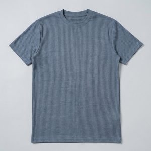 Premium Soft Textured Crewneck T-shirt in Payen's Grey with Thin Stripes