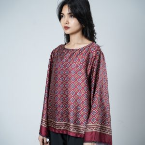 Printed Ethnic Top in Maroon
