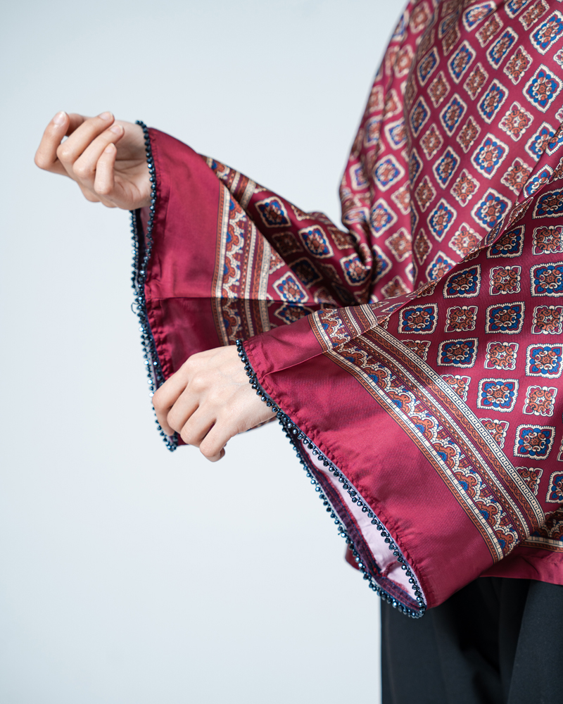 Printed Ethnic Top in Maroon - Image 6