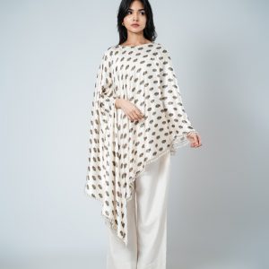 Artistic Printed Kaftan in Off White
