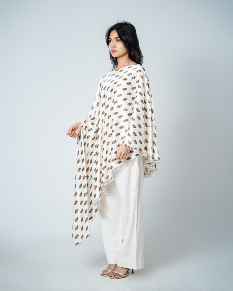Artistic Printed Kaftan in Off White - Image 2