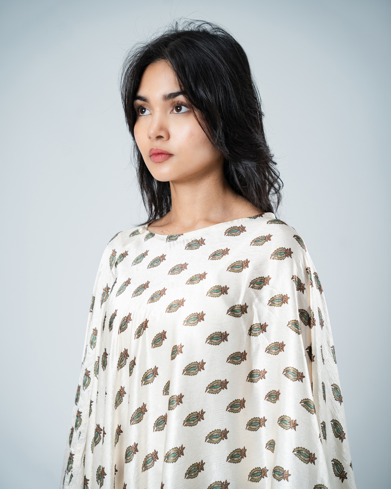 Artistic Printed Kaftan in Off White - Image 6