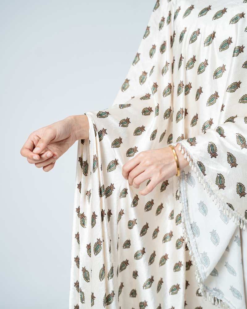 Artistic Printed Kaftan in Off White - Image 5